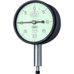 Mahr - Dial Drop Indicators; Maximum Measurement (Inch): 0.1 ; Maximum Measurement (mm): 2.50 ; Dial Graduation (mm): 0.0254 ; Dial Graduation (Decimal Inch): 0.001000 ; Dial Reading: 0-20-0 ; Dial Diameter (mm): 31.75 - Exact Industrial Supply