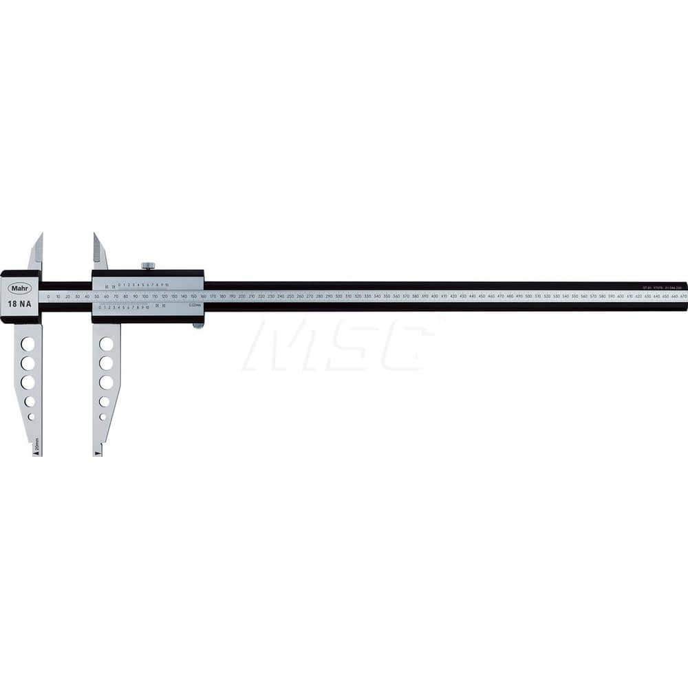 Mahr - Vernier Calipers; Minimum Measurement (mm): 0 ; Minimum Measurement (Decimal Inch): 0 ; Maximum Measurement (Decimal Inch): 59 ; Maximum Measurement (mm): 1500 ; Graduation (mm): 0.02 ; Jaw Depth (mm): 200.00 - Exact Industrial Supply