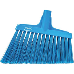 Vikan - 11-1/2" Wide, Blue Polyester Bristles, Angled Broom - Flagged, Water Resistant - Americas Industrial Supply