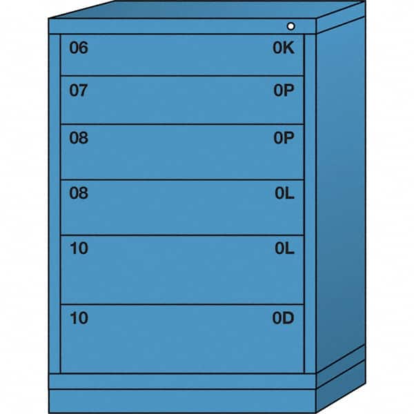 Lyon - 6 Drawer, Standard Counter - Multiple Drawer Access Cabinet - Steel, 30" Wide x 28-1/4" Deep x 44-1/4" High, Wedgewood Blue - Americas Industrial Supply