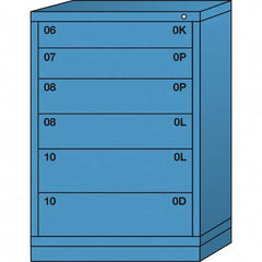 Lyon - 6 Drawer, Standard Counter - Multiple Drawer Access Cabinet - Steel, 30" Wide x 28-1/4" Deep x 44-1/4" High, Wedgewood Blue - Americas Industrial Supply