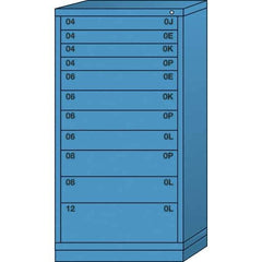 Lyon - 11 Drawer, Standard Eye-Level - Single Drawer Access Cabinet - Steel, 30" Wide x 28-1/4" Deep x 59-1/4" High, Wedgewood Blue - Americas Industrial Supply