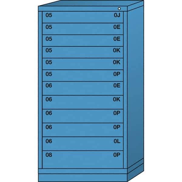Lyon - 12 Drawer, Standard Eye-Level - Single Drawer Access Cabinet - Steel, 30" Wide x 28-1/4" Deep x 59-1/4" High, Wedgewood Blue - Americas Industrial Supply