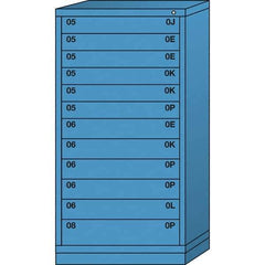 Lyon - 12 Drawer, Standard Eye-Level - Multiple Drawer Access Cabinet - Steel, 30" Wide x 28-1/4" Deep x 59-1/4" High, Wedgewood Blue - Americas Industrial Supply