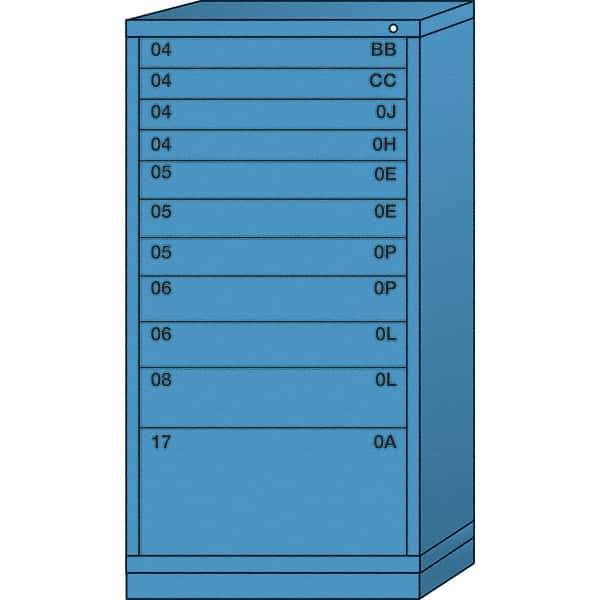 Lyon - 11 Drawer, Standard Eye-Level - Multiple Drawer Access Cabinet - Steel, 30" Wide x 28-1/4" Deep x 59-1/4" High, Wedgewood Blue - Americas Industrial Supply