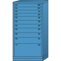 Lyon - 11 Drawer, Standard Eye-Level - Single Drawer Access Cabinet - Steel, 30" Wide x 28-1/4" Deep x 59-1/4" High, Wedgewood Blue - Americas Industrial Supply