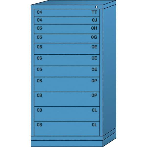 Lyon - 11 Drawer, Standard Eye-Level - Multiple Drawer Access Cabinet - Steel, 30" Wide x 28-1/4" Deep x 59-1/4" High, Wedgewood Blue - Americas Industrial Supply