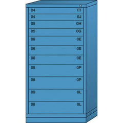 Lyon - 11 Drawer, Standard Eye-Level - Single Drawer Access Cabinet - Steel, 30" Wide x 28-1/4" Deep x 59-1/4" High, Wedgewood Blue - Americas Industrial Supply