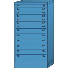 Lyon - 13 Drawer, Standard Eye-Level - Multiple Drawer Access Cabinet - Steel, 30" Wide x 28-1/4" Deep x 59-1/4" High, Wedgewood Blue - Americas Industrial Supply