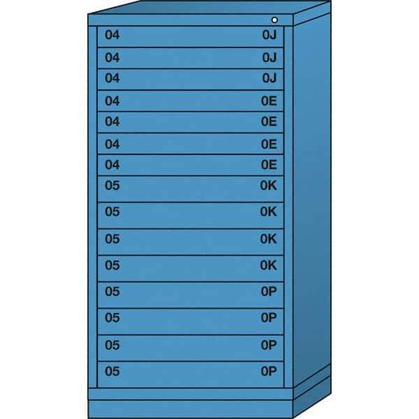 Lyon - 15 Drawer, Standard Eye-Level - Multiple Drawer Access Cabinet - Steel, 30" Wide x 28-1/4" Deep x 59-1/4" High, Wedgewood Blue - Americas Industrial Supply