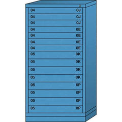 Lyon - 15 Drawer, Standard Eye-Level - Multiple Drawer Access Cabinet - Steel, 30" Wide x 28-1/4" Deep x 59-1/4" High, Wedgewood Blue - Americas Industrial Supply
