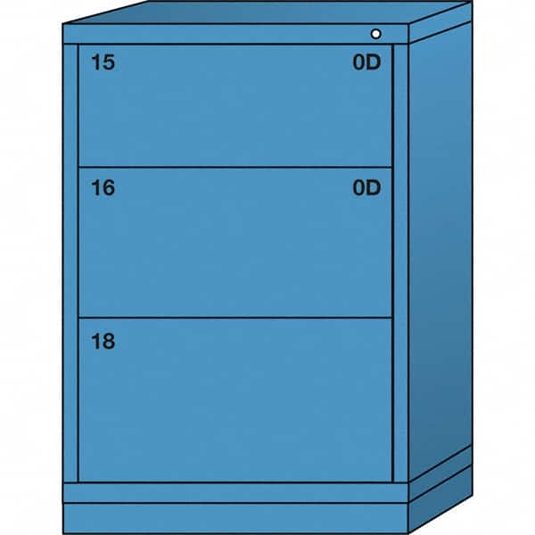 Lyon - 3 Drawer, Standard Counter - Single Drawer Access Cabinet - Steel, 30" Wide x 28-1/4" Deep x 44-1/4" High, Wedgewood Blue - Americas Industrial Supply