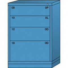 Lyon - 4 Drawer, Standard Counter - Multiple Drawer Access Cabinet - Steel, 30" Wide x 28-1/4" Deep x 44-1/4" High, Wedgewood Blue - Americas Industrial Supply