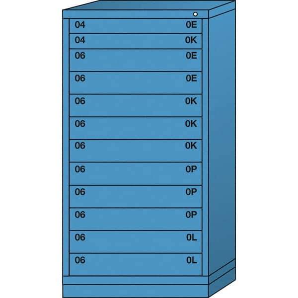 Lyon - 12 Drawer, Standard Eye-Level - Multiple Drawer Access Cabinet - Steel, 30" Wide x 28-1/4" Deep x 59-1/4" High, Wedgewood Blue - Americas Industrial Supply