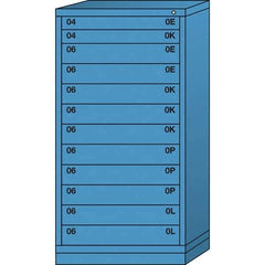Lyon - 12 Drawer, Standard Eye-Level - Multiple Drawer Access Cabinet - Steel, 30" Wide x 28-1/4" Deep x 59-1/4" High, Wedgewood Blue - Americas Industrial Supply