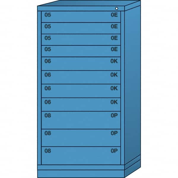 Lyon - 11 Drawer, Standard Eye-Level - Multiple Drawer Access Cabinet - Steel, 30" Wide x 28-1/4" Deep x 59-1/4" High, Wedgewood Blue - Americas Industrial Supply