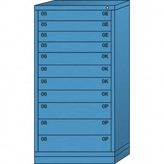Lyon - 11 Drawer, Standard Eye-Level - Multiple Drawer Access Cabinet - Steel, 30" Wide x 28-1/4" Deep x 59-1/4" High, Wedgewood Blue - Americas Industrial Supply