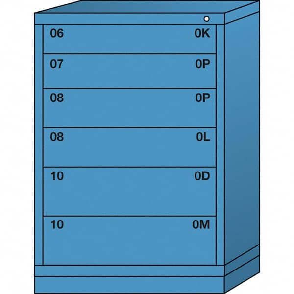 Lyon - 6 Drawer, Standard Counter - Multiple Drawer Access Cabinet - Steel, 30" Wide x 28-1/4" Deep x 44-1/4" High, Wedgewood Blue - Americas Industrial Supply