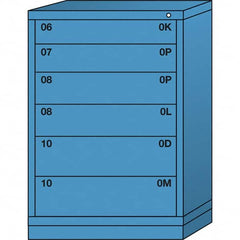 Lyon - 6 Drawer, Standard Counter - Multiple Drawer Access Cabinet - Steel, 30" Wide x 28-1/4" Deep x 44-1/4" High, Wedgewood Blue - Americas Industrial Supply