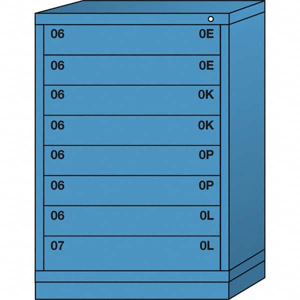 Lyon - 8 Drawer, Standard Counter - Multiple Drawer Access Cabinet - Steel, 30" Wide x 28-1/4" Deep x 44-1/4" High, Wedgewood Blue - Americas Industrial Supply