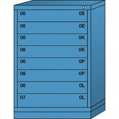 Lyon - 8 Drawer, Standard Counter - Multiple Drawer Access Cabinet - Steel, 30" Wide x 28-1/4" Deep x 44-1/4" High, Wedgewood Blue - Americas Industrial Supply
