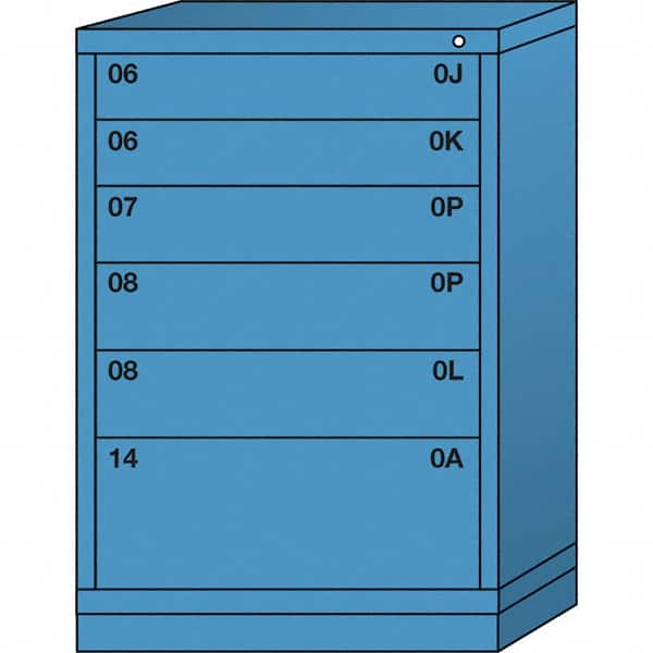 Lyon - 6 Drawer, Standard Counter - Single Drawer Access Cabinet - Steel, 30" Wide x 28-1/4" Deep x 44-1/4" High, Wedgewood Blue - Americas Industrial Supply
