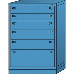 Lyon - 6 Drawer, Standard Counter - Multiple Drawer Access Cabinet - Steel, 30" Wide x 28-1/4" Deep x 44-1/4" High, Wedgewood Blue - Americas Industrial Supply