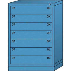 Lyon - 7 Drawer, Standard Counter - Multiple Drawer Access Cabinet - Steel, 30" Wide x 28-1/4" Deep x 44-1/4" High, Wedgewood Blue - Americas Industrial Supply