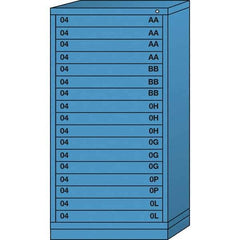 Lyon - 17 Drawer, Standard Eye-Level - Multiple Drawer Access Cabinet - Steel, 30" Wide x 28-1/4" Deep x 59-1/4" High, Wedgewood Blue - Americas Industrial Supply
