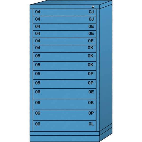 Lyon - 14 Drawer, Standard Eye-Level - Single Drawer Access Cabinet - Steel, 30" Wide x 28-1/4" Deep x 59-1/4" High, Wedgewood Blue - Americas Industrial Supply