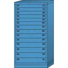 Lyon - 14 Drawer, Standard Eye-Level - Multiple Drawer Access Cabinet - Steel, 30" Wide x 28-1/4" Deep x 59-1/4" High, Wedgewood Blue - Americas Industrial Supply