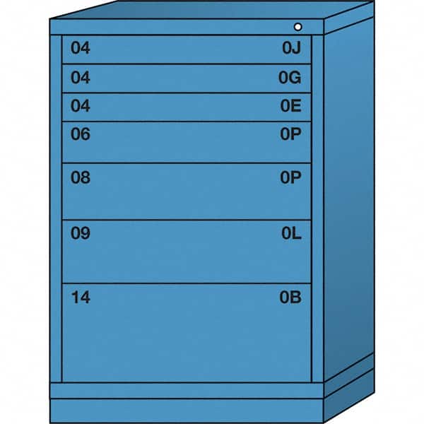 Lyon - 7 Drawer, Standard Counter - Multiple Drawer Access Cabinet - Steel, 30" Wide x 28-1/4" Deep x 44-1/4" High, Wedgewood Blue - Americas Industrial Supply