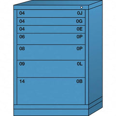 Lyon - 7 Drawer, Standard Counter - Multiple Drawer Access Cabinet - Steel, 30" Wide x 28-1/4" Deep x 44-1/4" High, Wedgewood Blue - Americas Industrial Supply