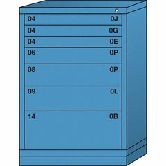 Lyon - 7 Drawer, Standard Counter - Single Drawer Access Cabinet - Steel, 30" Wide x 28-1/4" Deep x 44-1/4" High, Wedgewood Blue - Americas Industrial Supply