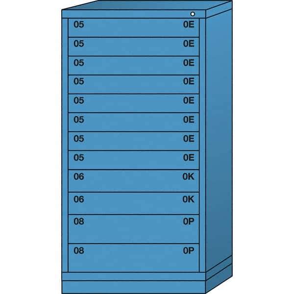 Lyon - 12 Drawer, Standard Eye-Level - Single Drawer Access Cabinet - Steel, 30" Wide x 28-1/4" Deep x 59-1/4" High, Wedgewood Blue - Americas Industrial Supply