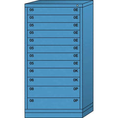 Lyon - 12 Drawer, Standard Eye-Level - Single Drawer Access Cabinet - Steel, 30" Wide x 28-1/4" Deep x 59-1/4" High, Wedgewood Blue - Americas Industrial Supply