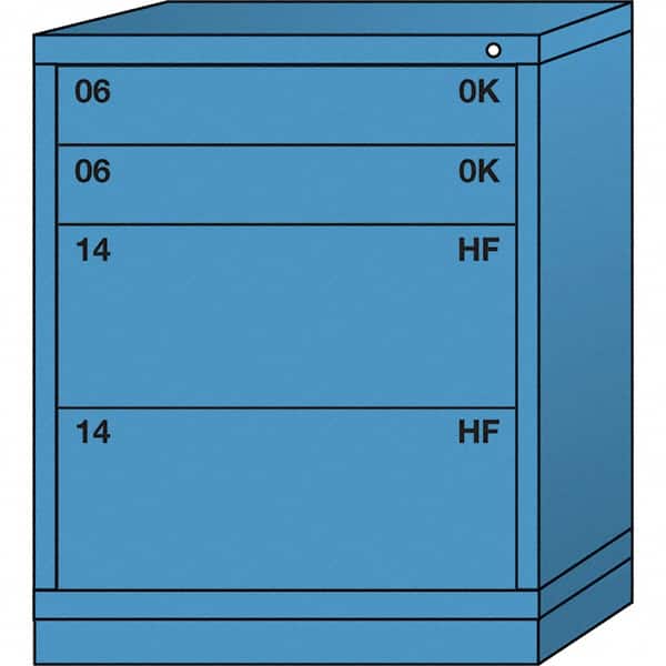 Lyon - 4 Drawer, Standard Mid-Range - Multiple Drawer Access Cabinet - Steel, 30" Wide x 28-1/4" Deep x 37-15/79" High, Wedgewood Blue - Americas Industrial Supply