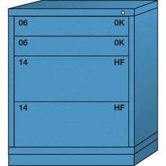 Lyon - 4 Drawer, Standard Mid-Range - Single Drawer Access Cabinet - Steel, 30" Wide x 28-1/4" Deep x 37-15/79" High, Wedgewood Blue - Americas Industrial Supply