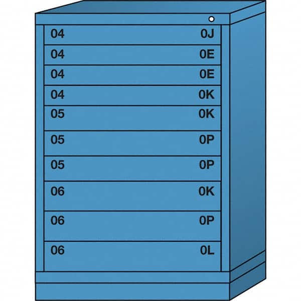 Lyon - 10 Drawer, Standard Counter - Multiple Drawer Access Cabinet - Steel, 30" Wide x 28-1/4" Deep x 44-1/4" High, Wedgewood Blue - Americas Industrial Supply