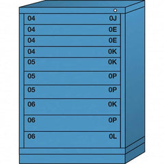 Lyon - 10 Drawer, Standard Counter - Multiple Drawer Access Cabinet - Steel, 30" Wide x 28-1/4" Deep x 44-1/4" High, Wedgewood Blue - Americas Industrial Supply