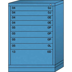 Lyon - 9 Drawer, Standard Counter - Multiple Drawer Access Cabinet - Steel, 30" Wide x 28-1/4" Deep x 44-1/4" High, Wedgewood Blue - Americas Industrial Supply