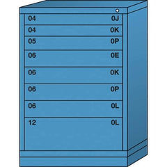 Lyon - 8 Drawer, Standard Counter - Multiple Drawer Access Cabinet - Steel, 30" Wide x 28-1/4" Deep x 44-1/4" High, Wedgewood Blue - Americas Industrial Supply
