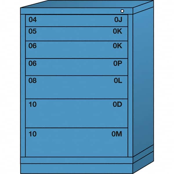 Lyon - 7 Drawer, Standard Counter - Single Drawer Access Cabinet - Steel, 30" Wide x 28-1/4" Deep x 44-1/4" High, Wedgewood Blue - Americas Industrial Supply
