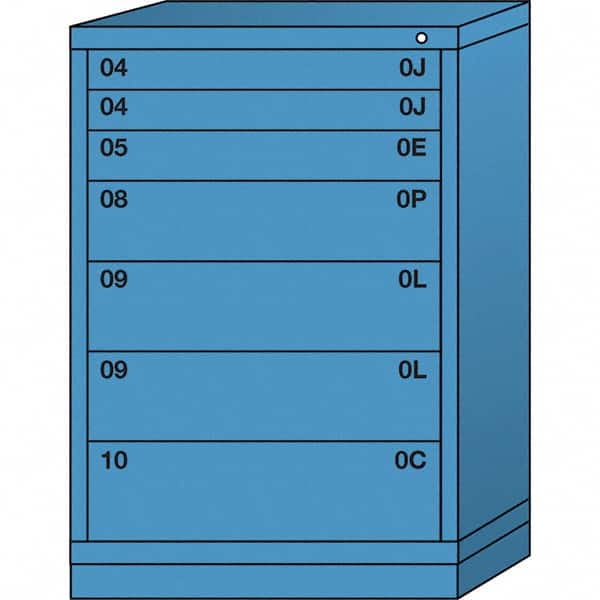 Lyon - 7 Drawer, Standard Counter - Multiple Drawer Access Cabinet - Steel, 30" Wide x 28-1/4" Deep x 44-1/4" High, Wedgewood Blue - Americas Industrial Supply