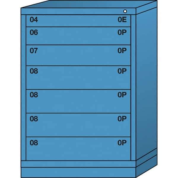 Lyon - 7 Drawer, Standard Counter - Single Drawer Access Cabinet - Steel, 30" Wide x 28-1/4" Deep x 44-1/4" High, Wedgewood Blue - Americas Industrial Supply