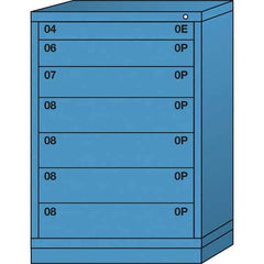 Lyon - 7 Drawer, Standard Counter - Single Drawer Access Cabinet - Steel, 30" Wide x 28-1/4" Deep x 44-1/4" High, Wedgewood Blue - Americas Industrial Supply