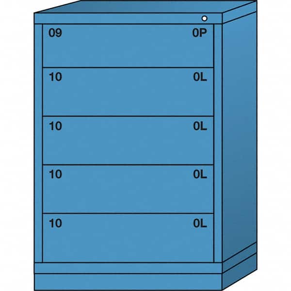 Lyon - 5 Drawer, Standard Counter - Multiple Drawer Access Cabinet - Steel, 30" Wide x 28-1/4" Deep x 44-1/4" High, Wedgewood Blue - Americas Industrial Supply