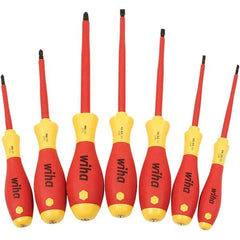 Wiha - Screwdriver Sets Screwdriver Types Included: Insulated Slotted; Phillips; Square Number of Pieces: 7 - Americas Industrial Supply