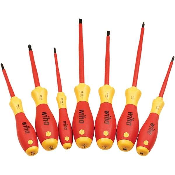 Wiha - Screwdriver Sets Screwdriver Types Included: Insulated Slotted; Phillips Number of Pieces: 7 - Americas Industrial Supply