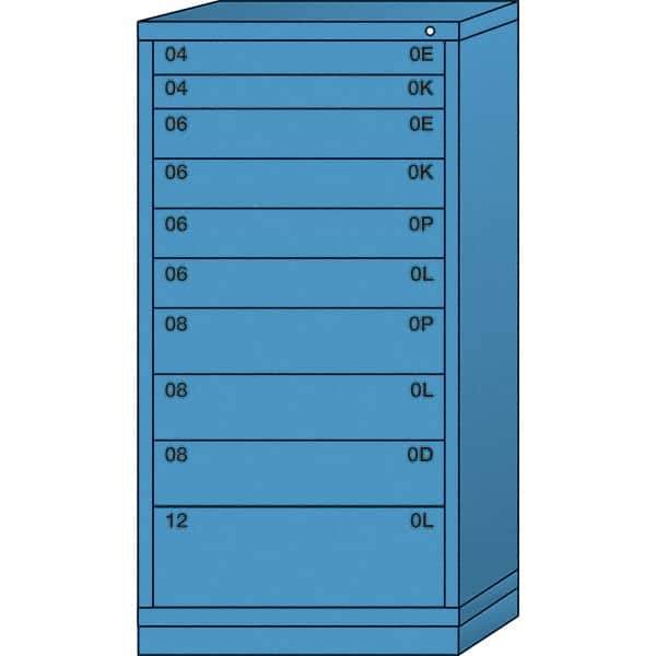 Lyon - 10 Drawer, Standard Eye-Level - Single Drawer Access Cabinet - Steel, 30" Wide x 28-1/4" Deep x 59-1/4" High, Wedgewood Blue - Americas Industrial Supply